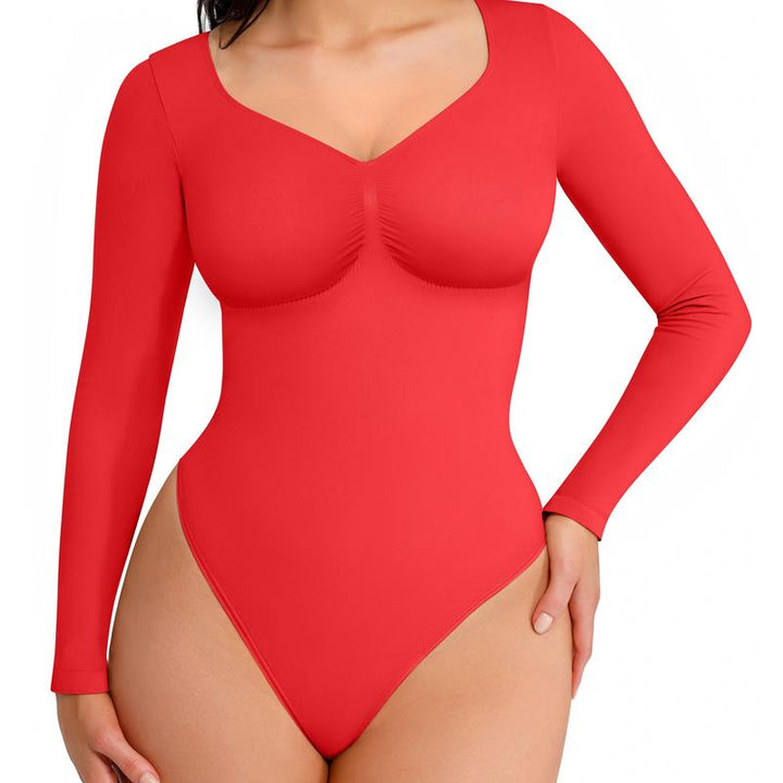 Joanna | Seamless Shaping Long Sleeve Thong Bodysuit for Comfort