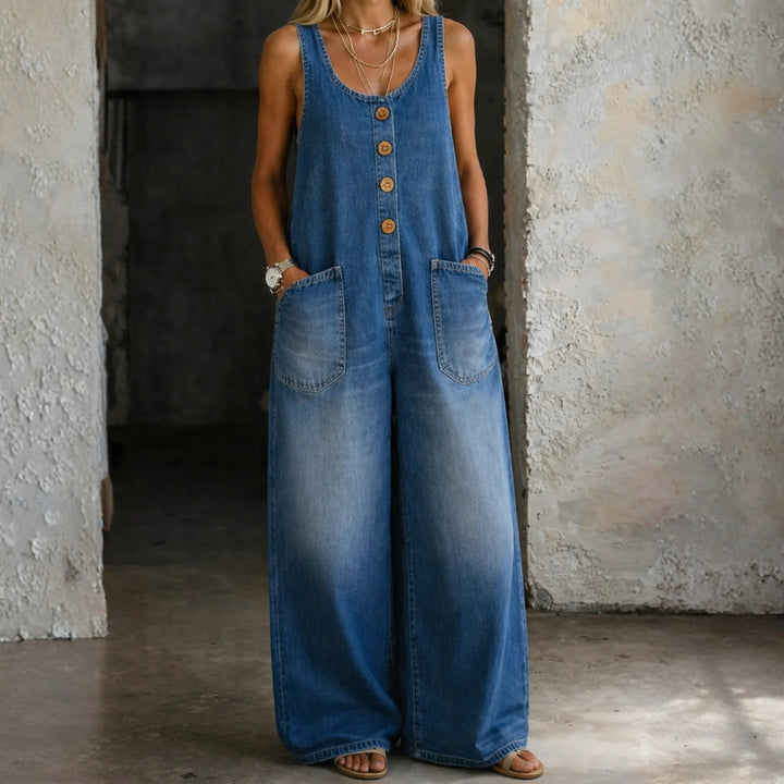 Lily - Vintage Washed Cotton Denim Overalls