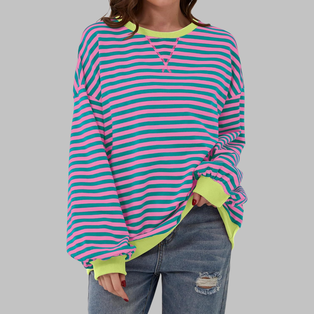 Yasmin | Casual Long Sleeve Round Neck Striped Shirt