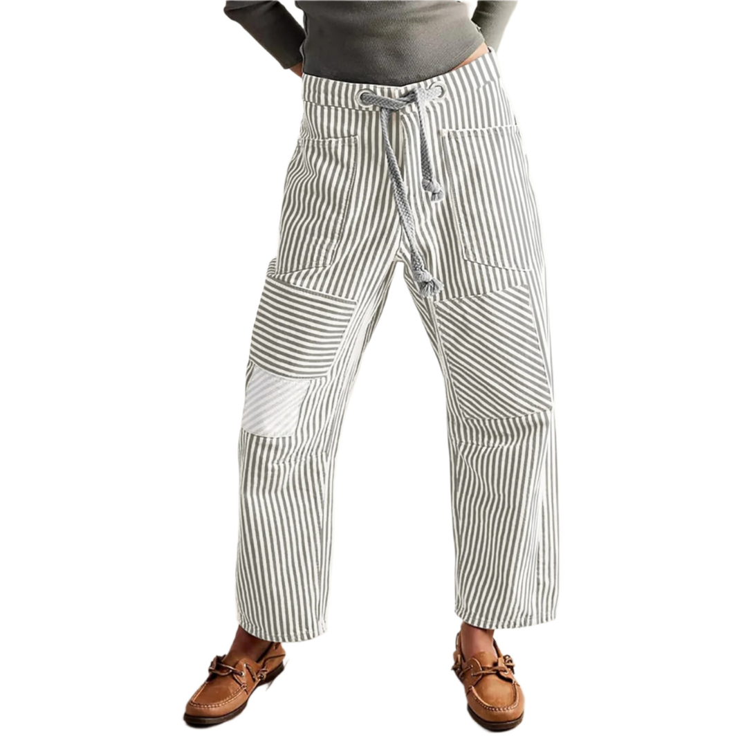 Layla | Chic Stripe Drawstring Wide-Leg Pants
