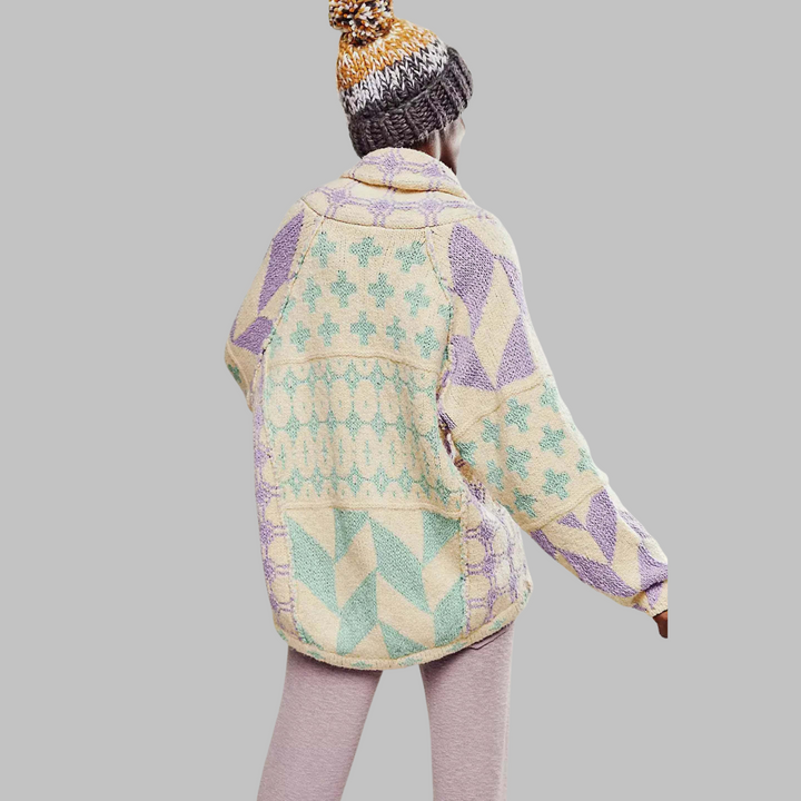 Monique | Vintage Button Down Collar Long Sleeve Oversized Cardigan