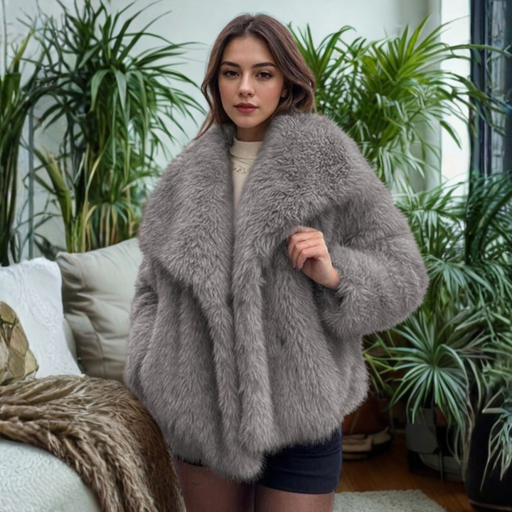 Felicity | Classy Long Sleeve Collared Fuzzy Coat