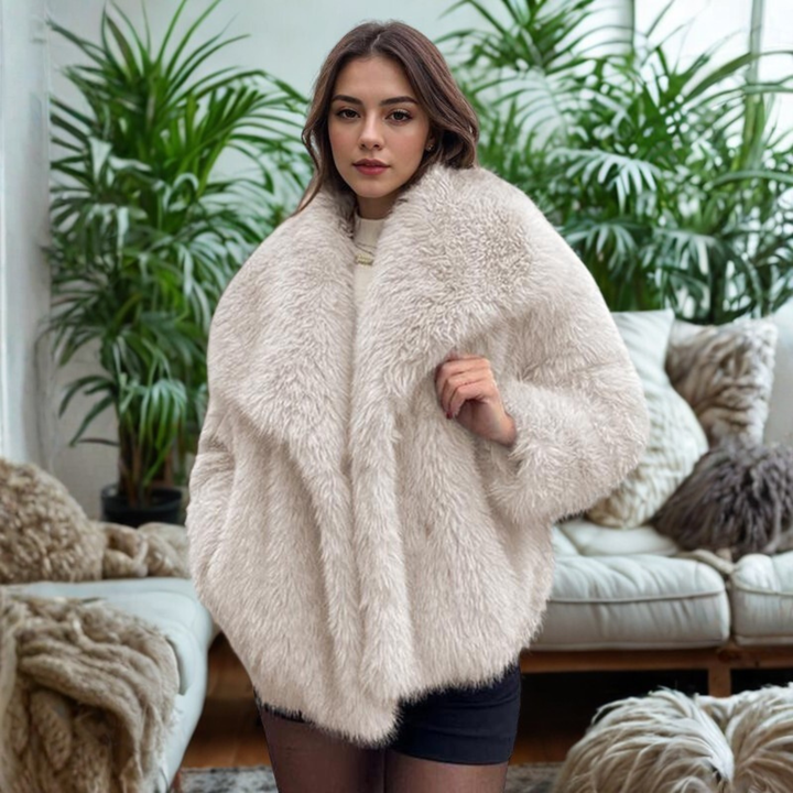 Felicity | Classy Long Sleeve Collared Fuzzy Coat