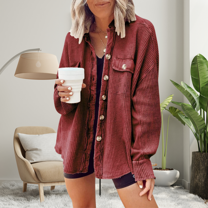 Annabelle | Cosy Loose Fit Batwing Sleeve Button Down Jacket