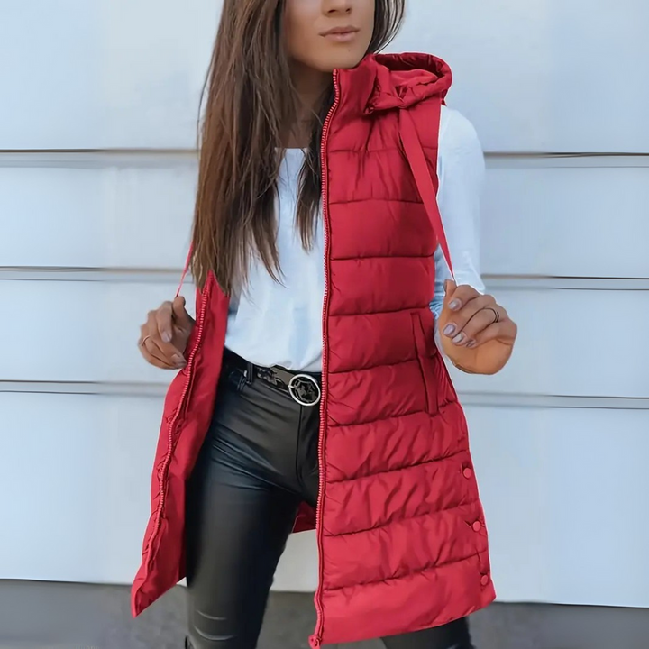 Evie | Casual Sleeveless Hood Long Puffer Vest