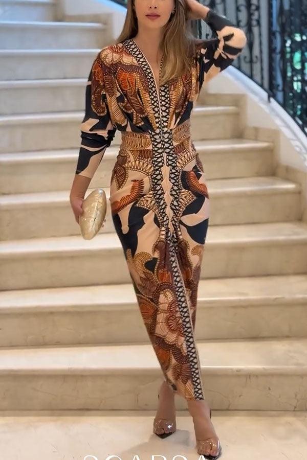 Monica | Midi dress with dolman with print unique summer sun