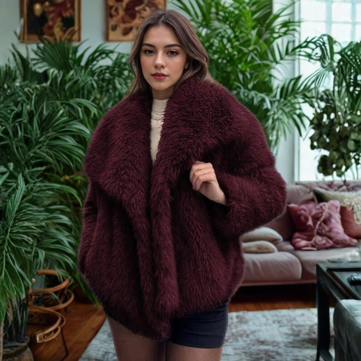 Felicity | Classy Long Sleeve Collared Fuzzy Coat