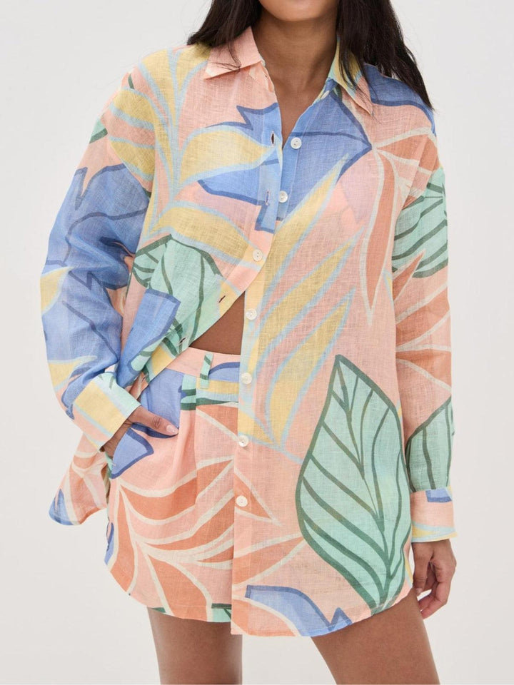 Karin | Short set with print Foglie tropical
