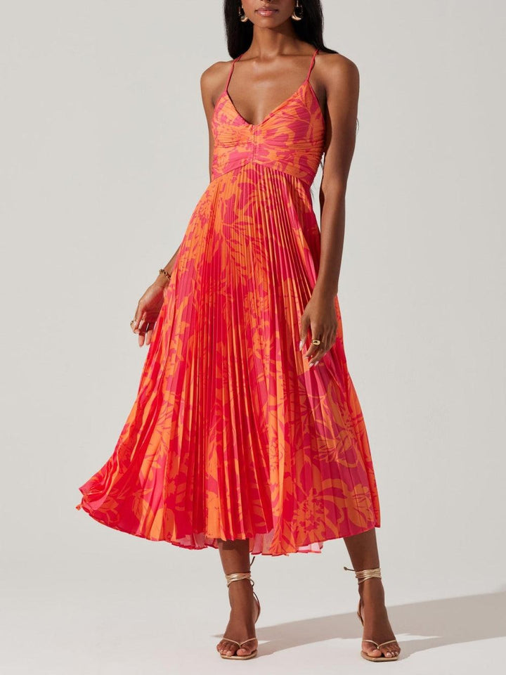 Sabine | Midi dress pleated elegant floral print chic coastal