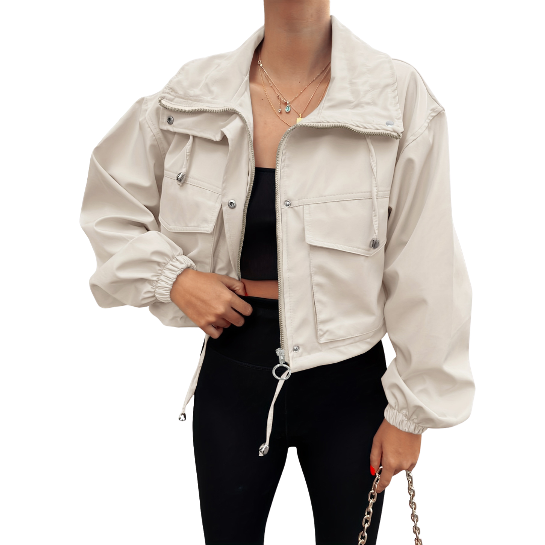 Monique | Casual Zip-Up Crop Jacket