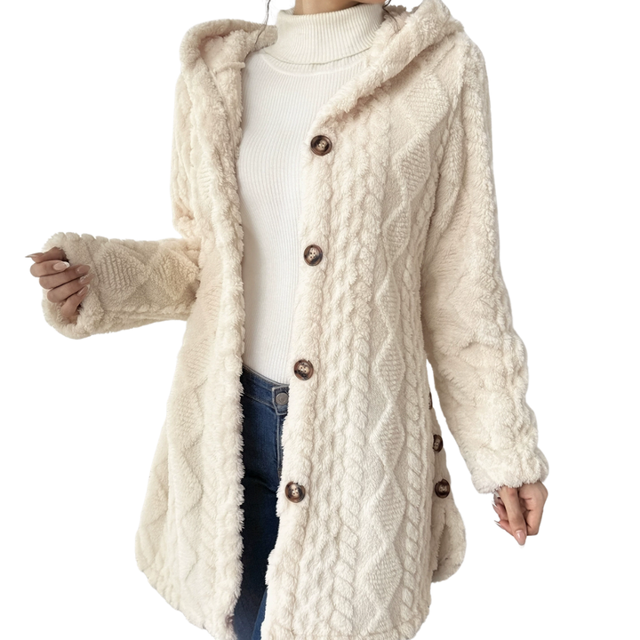 Amelia | Cosy Jacquard Fuzzy Hooded Cardigan