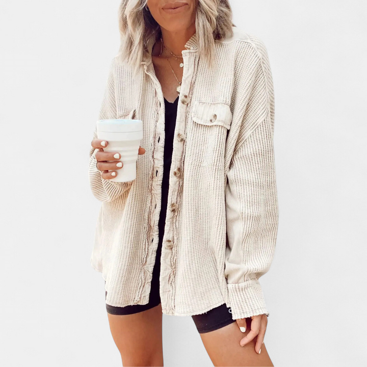 Kara | Relaxed Batwing Waffle Knit Shacket