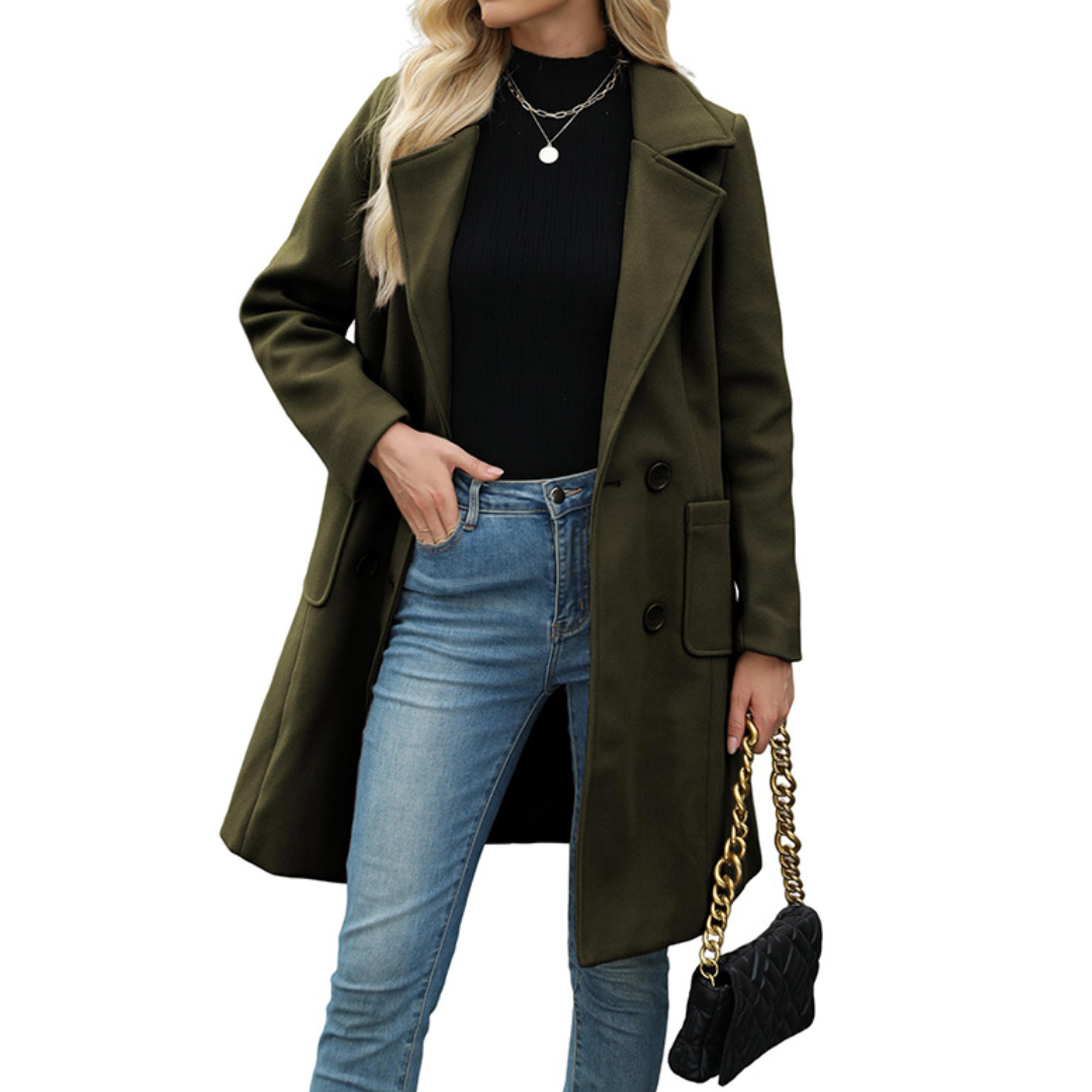 Riley | Double-Breasted Wool Blend Mid-Long Coat