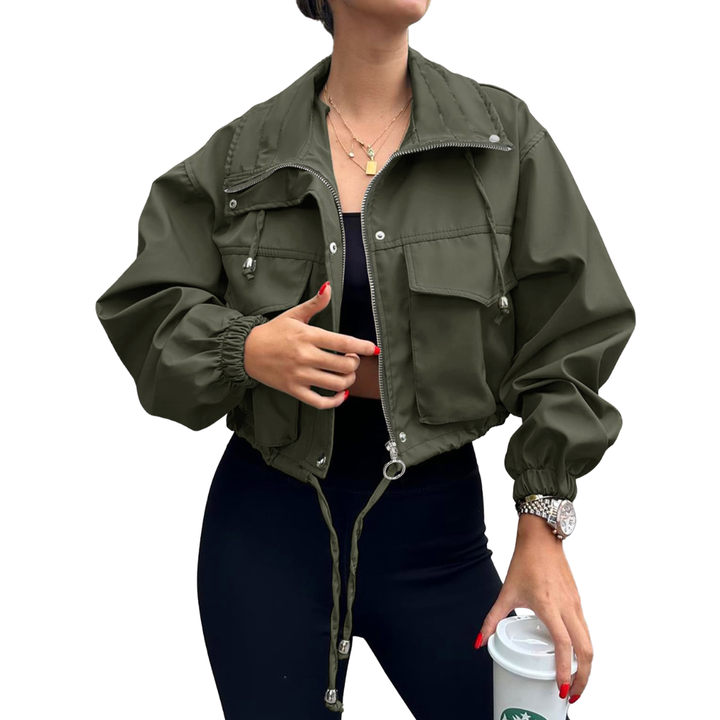 Monique | Casual Zip-Up Crop Jacket