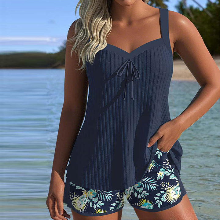 Poppy | Two-piece striped tankini with beach shorts