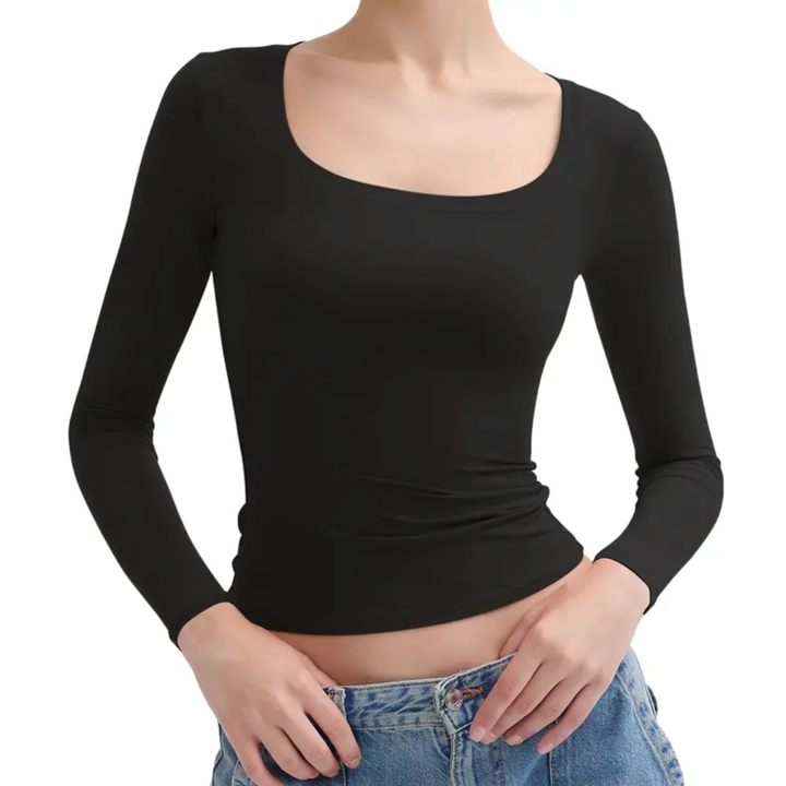 Mackenzie | Sleek Double Layer Scoop Neck Top