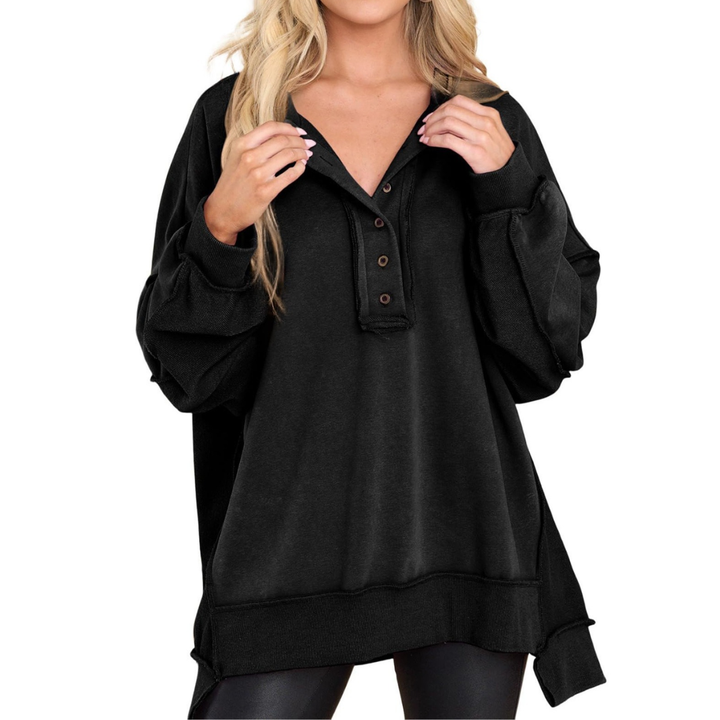 Amelia | Cosy Button Henley Oversized Sweatshirt