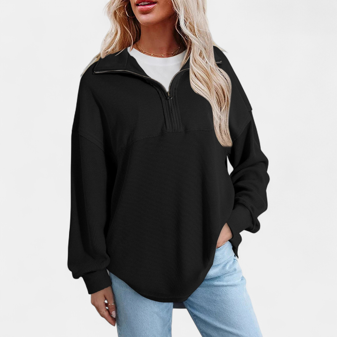 Xanthe | Relaxed Waffle Knit Pullover Top