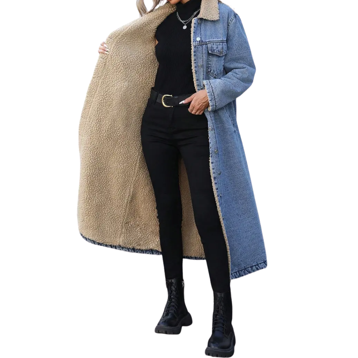 Sabrina | Relaxed Fleece-Lined Denim Jacket