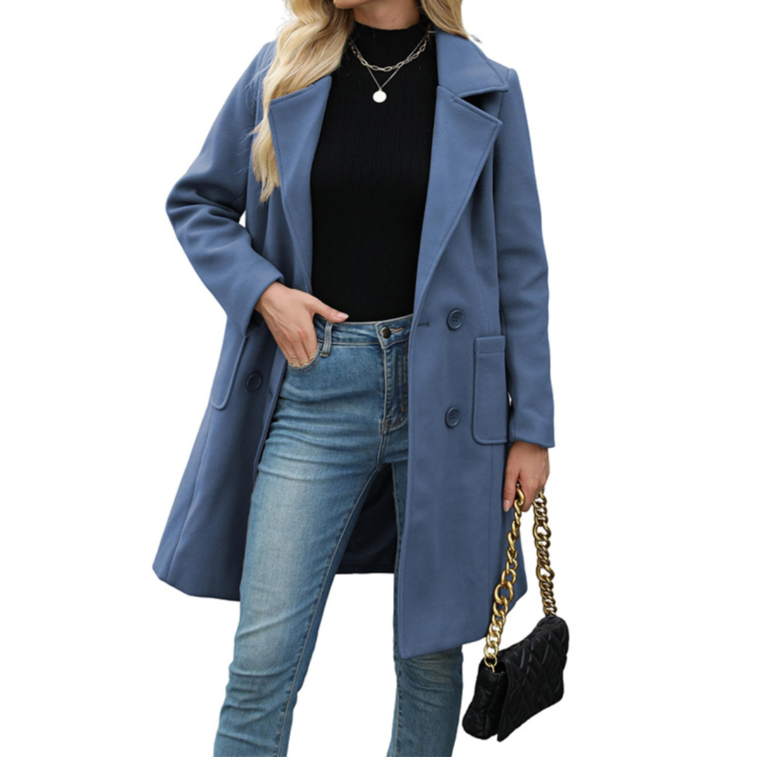 Riley | Double-Breasted Wool Blend Mid-Long Coat