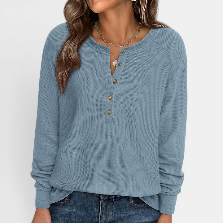 Naomi | Cosy Waffle Knit Henley Top