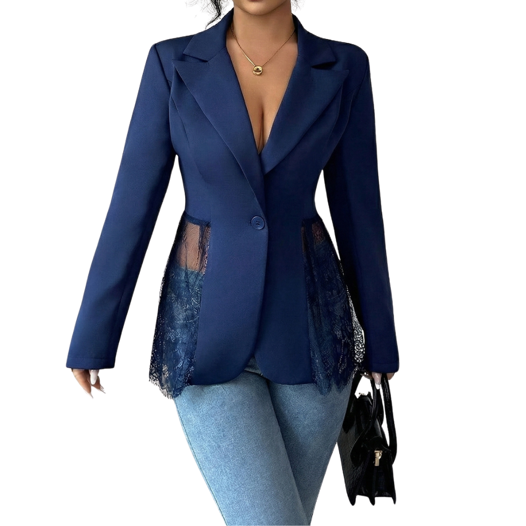 Joanna | Lace Contrast Fitted Blazer Jacket