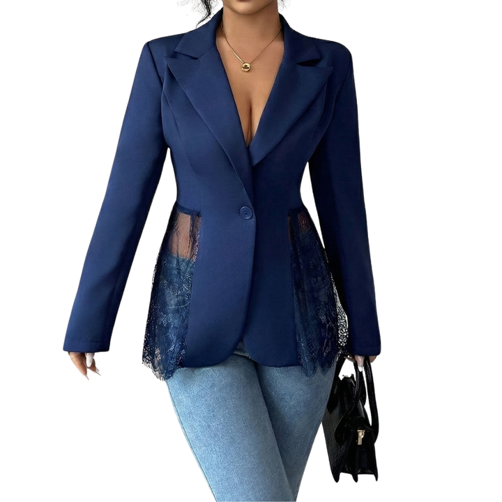 Joanna | Lace Contrast Fitted Blazer Jacket