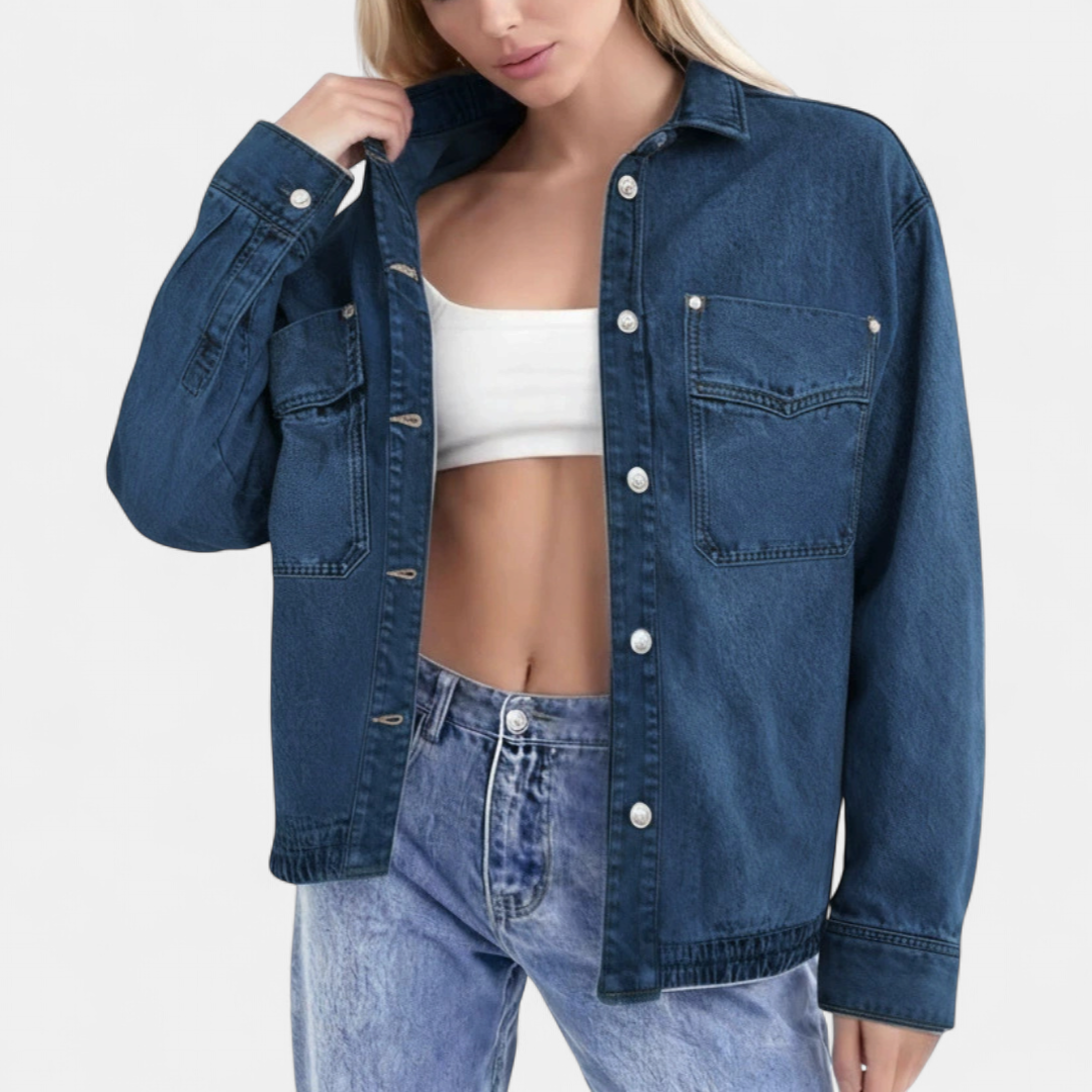 Leah | Vintage Washed Drop Shoulder Denim Jacket