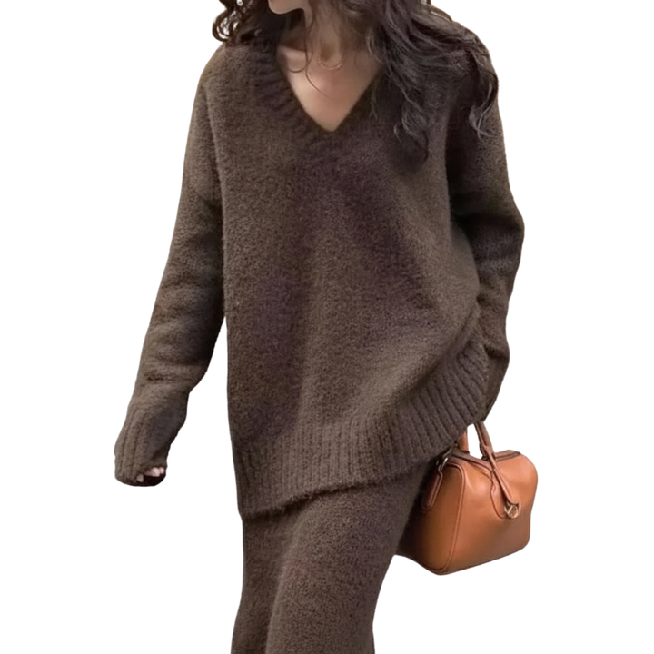 Ella | Cosy V-Neck Knit Sweater Set