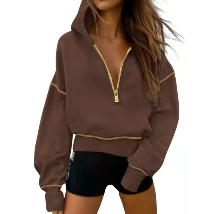 Sienna | Cosy Half-Zip Cropped Pullover Sweatshirt