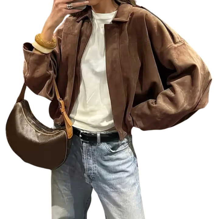 Victoria | Relaxed Suede-Feel Bomber Jacket