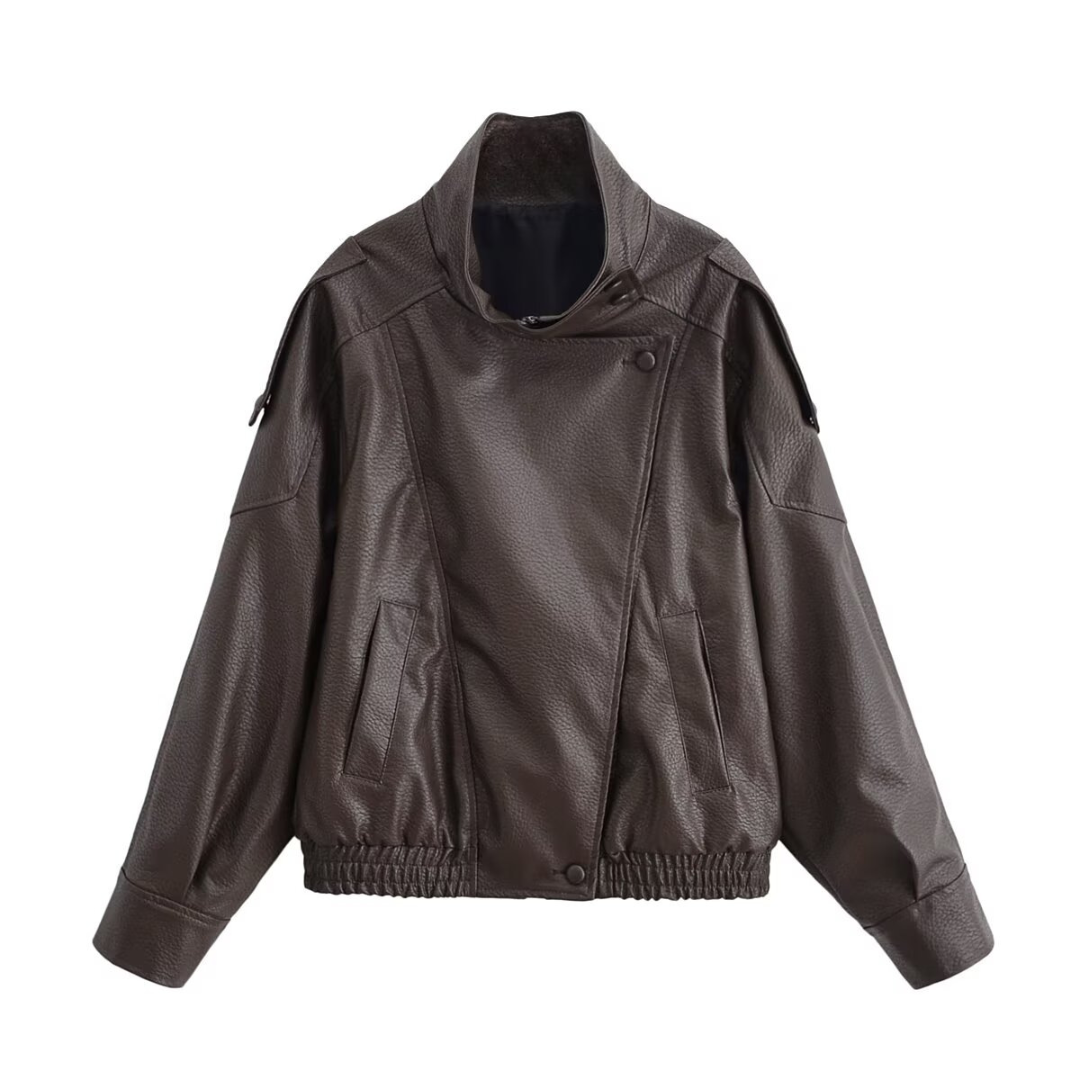 Riley | Asymmetrical Zip-Up PU Leather Biker Jacket