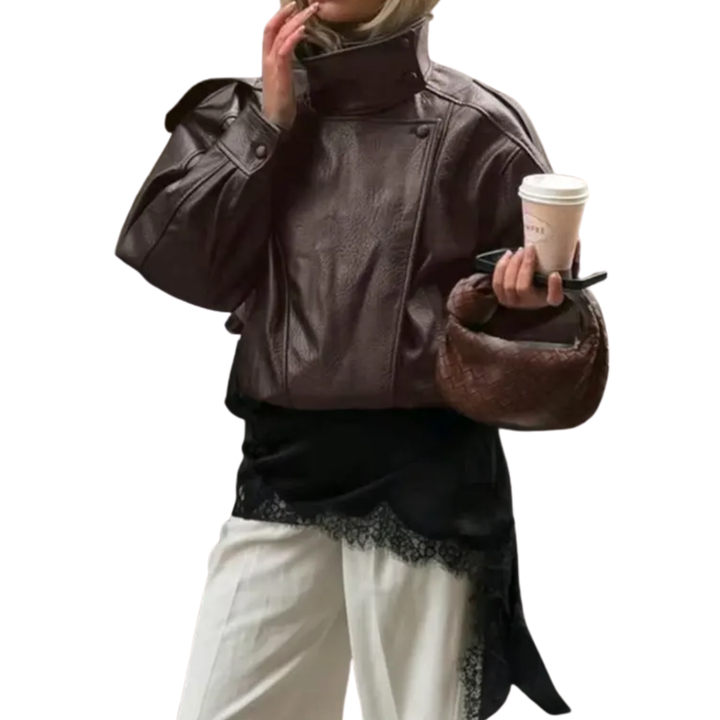 Quinn | Vintage Lychee-Texture Leather Jacket
