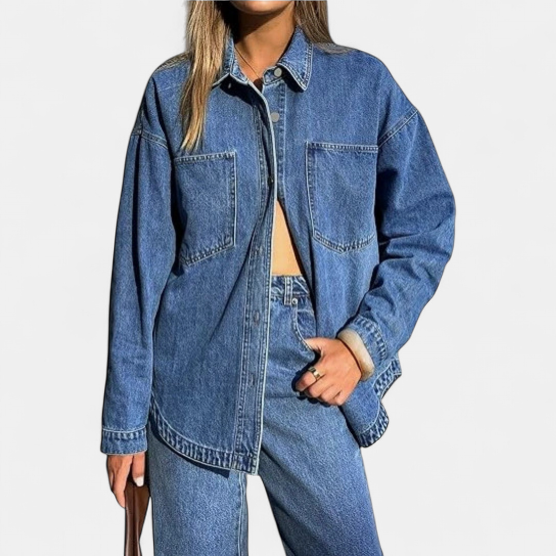 Tahlia | Washed Vintage Oversized Denim Shirt Jacket