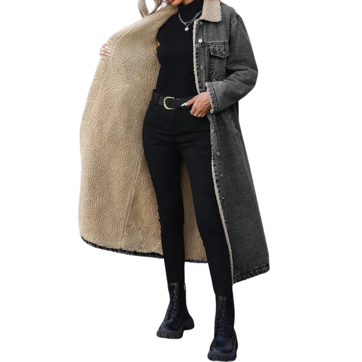 Sabrina | Relaxed Fleece-Lined Denim Jacket