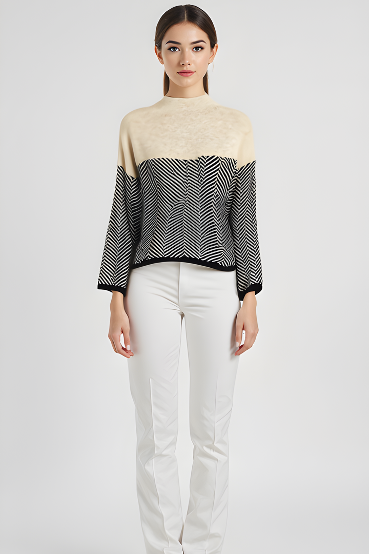 Riley | Two-Tone High-Neck Pullover