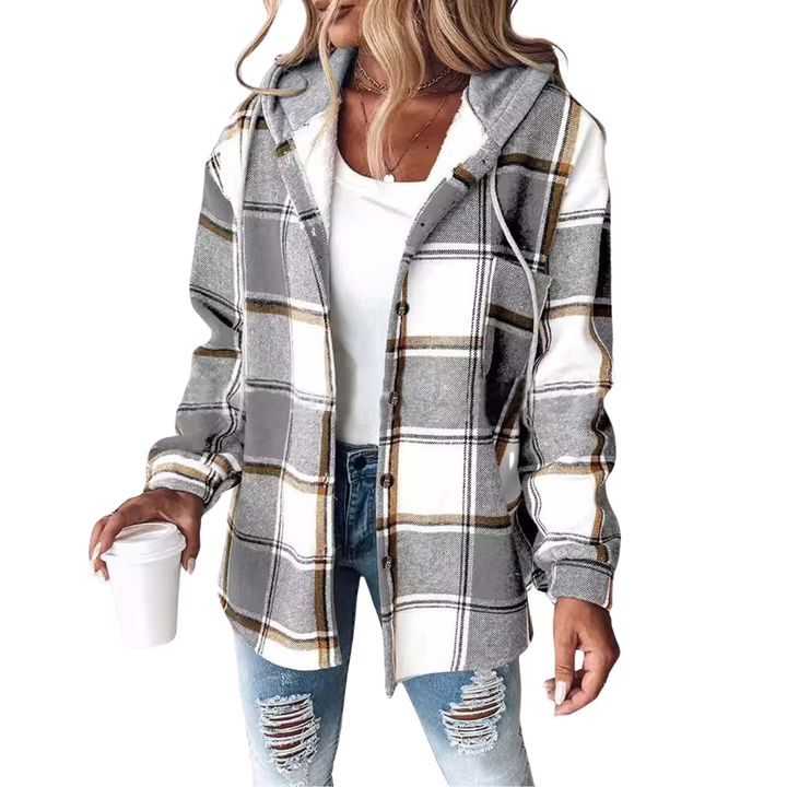 Natalie | Cosy Plaid Hooded Fleece Shirt Jacket