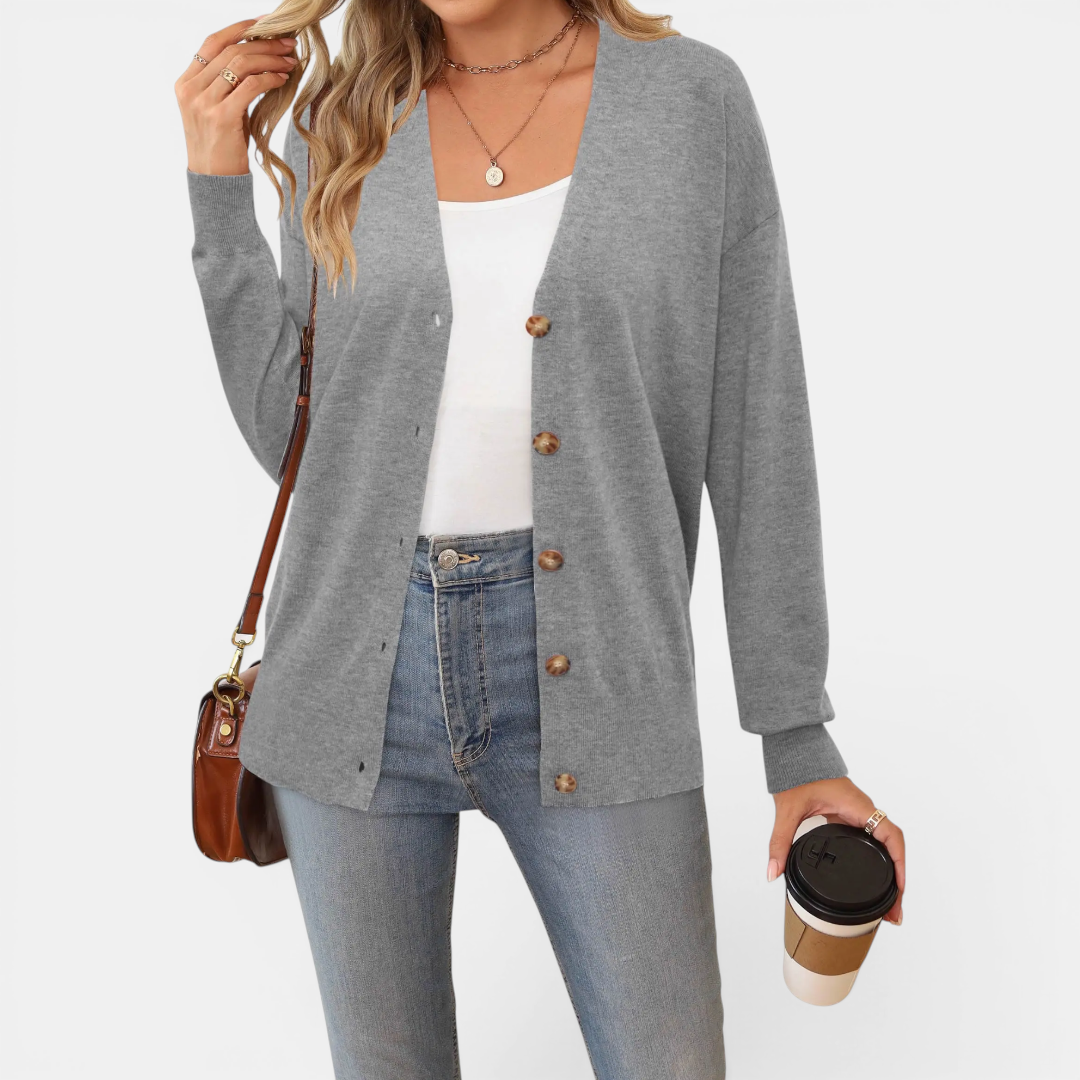 Sabrina | Lightweight Wool Blend Button Cardigan