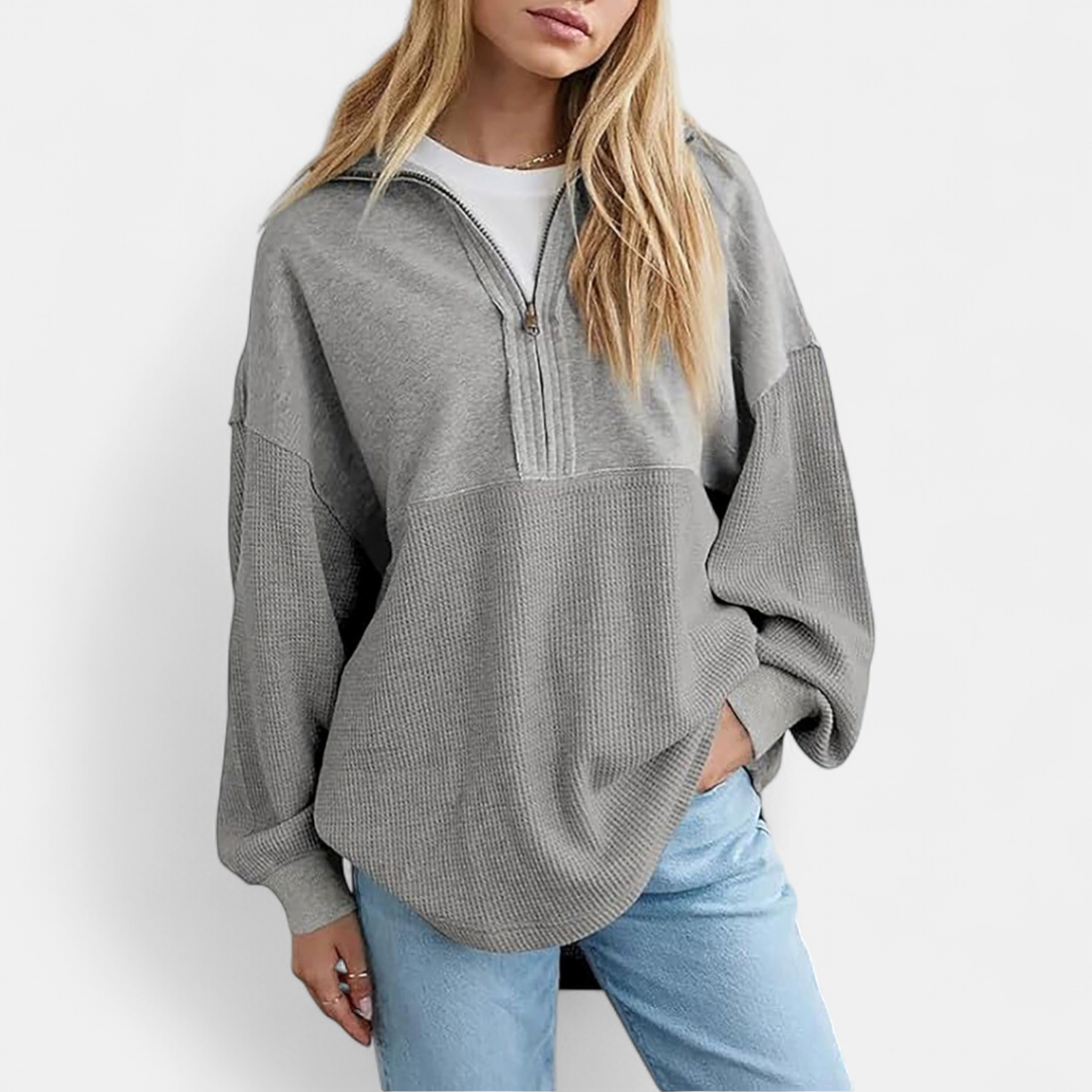 Yvette | Cosy Half-Zip Waffle Knit Pullover