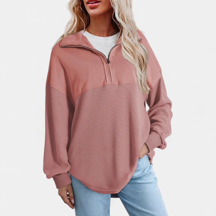 Xanthe | Relaxed Waffle Knit Pullover Top