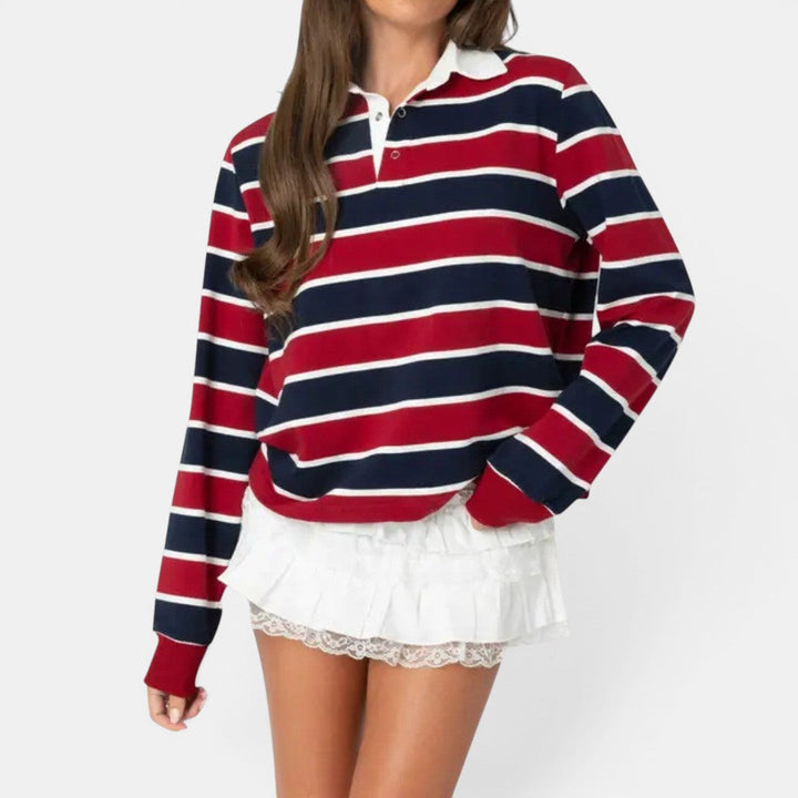 Zara | Retro Striped Polo Collared Shirt
