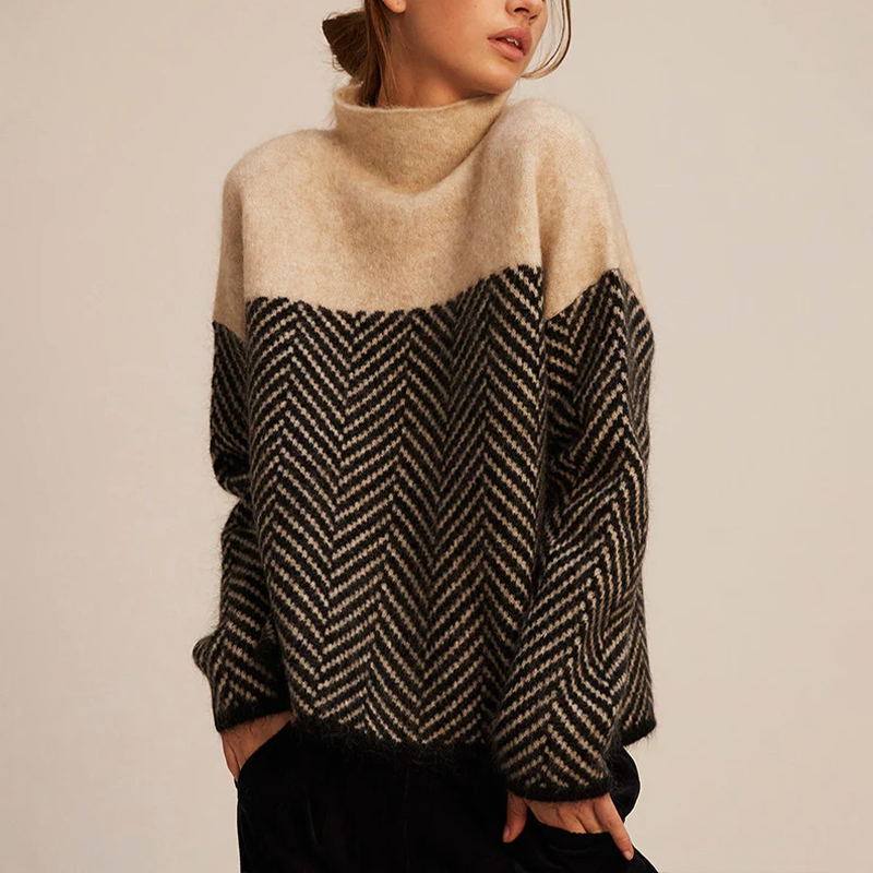 Riley | Two-Tone High-Neck Pullover