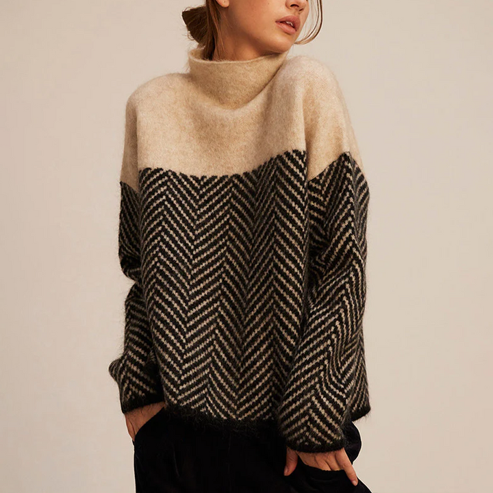 Riley | Two-Tone High-Neck Pullover