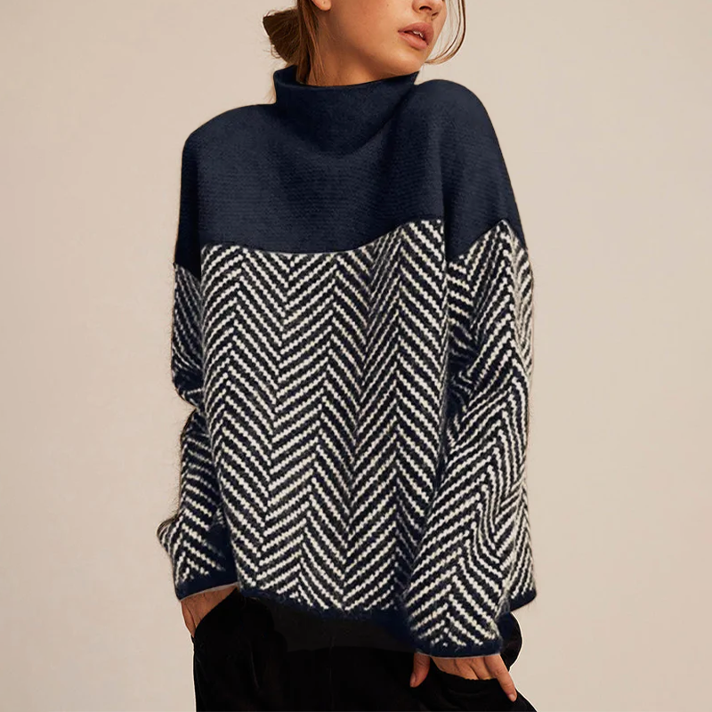 Riley | Two-Tone High-Neck Pullover