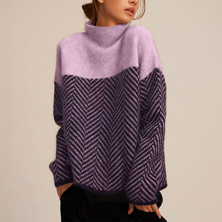 Riley | Two-Tone High-Neck Pullover