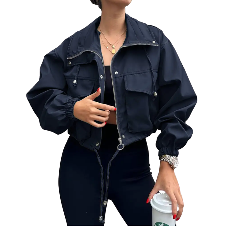 Monique | Casual Zip-Up Crop Jacket