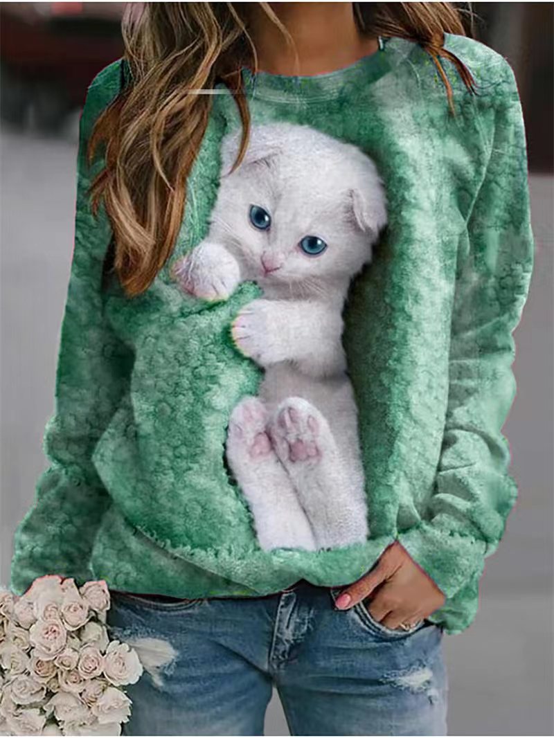 Imogen | Cosy Cat Print Sweatshirt