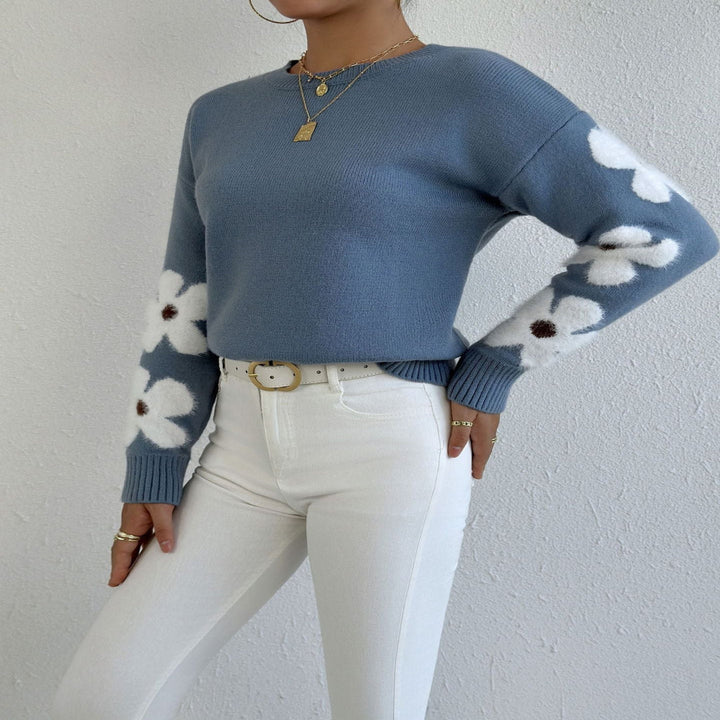 Erin | Round Neck Floral Pattern Sweater for Fall/Winter