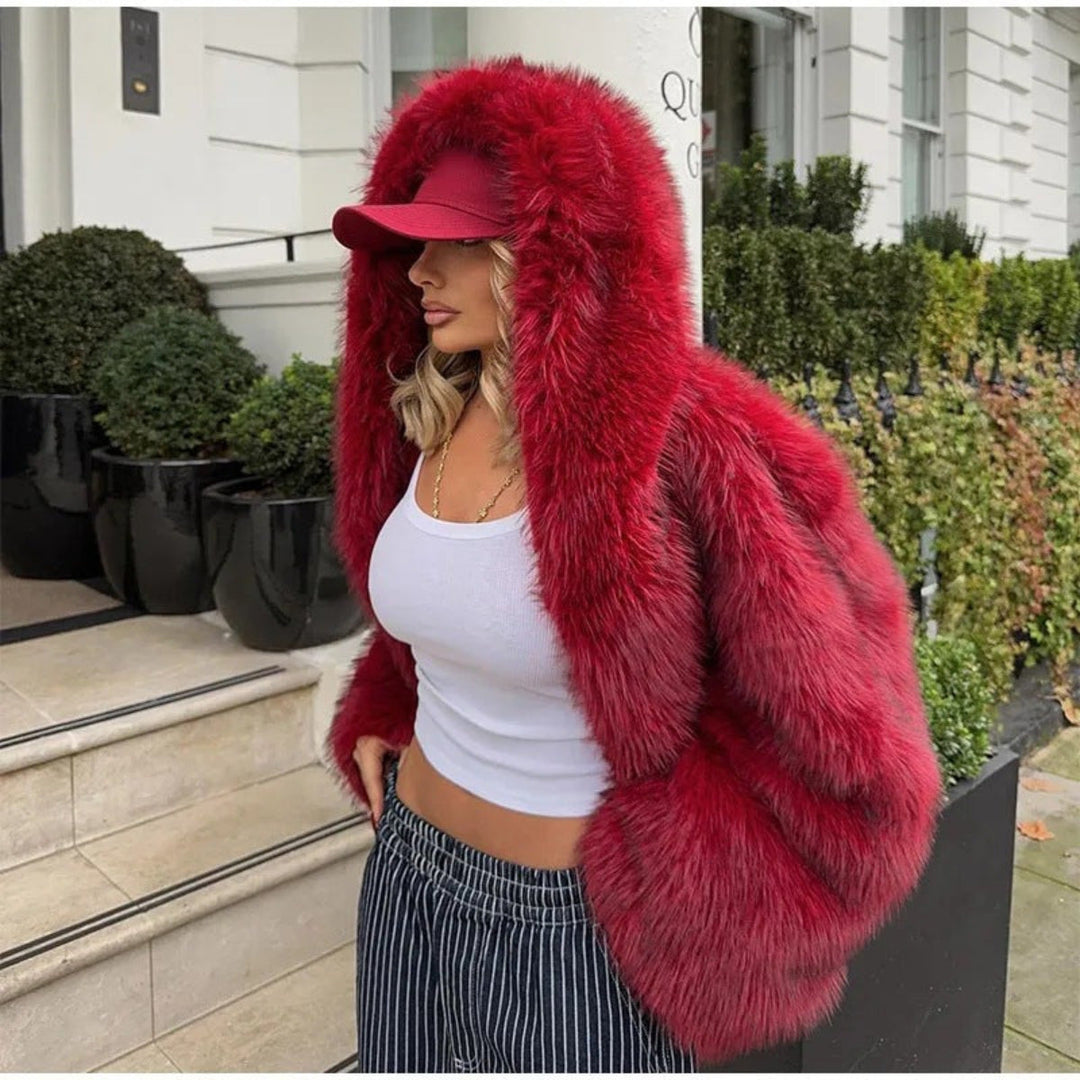 Alice | Comfy Hooded Long Sleeve Faux Coat
