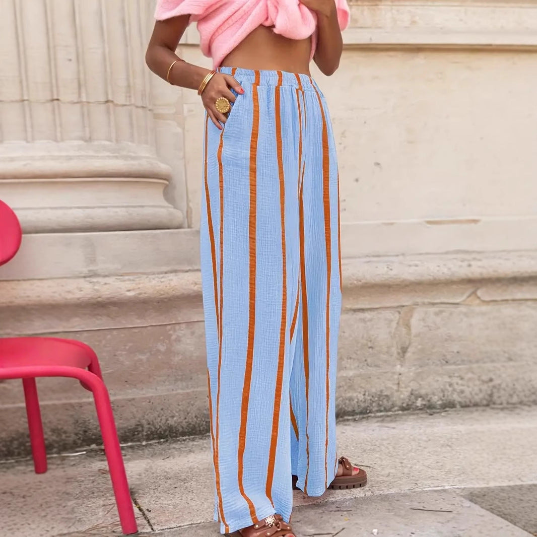 Alice | Comfy Striped Wide-Leg Lounge Trousers
